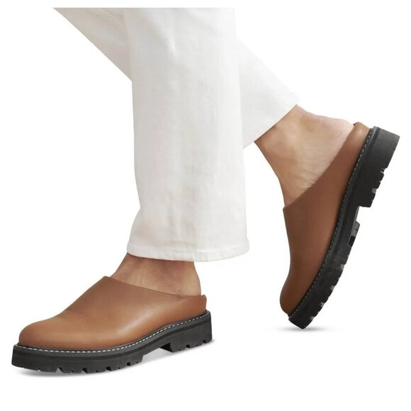 JENNI KAYNE Leather Lug Mule Canyon BROWN Size 37 /7 NEW